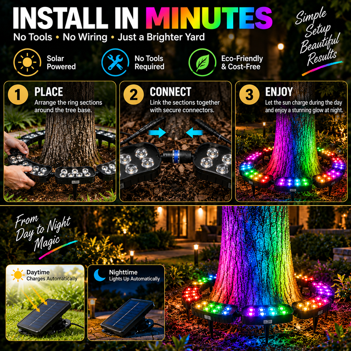 💜💙💚 One Tree. Endless Colors. – Solar RGB Landscape Ring Light