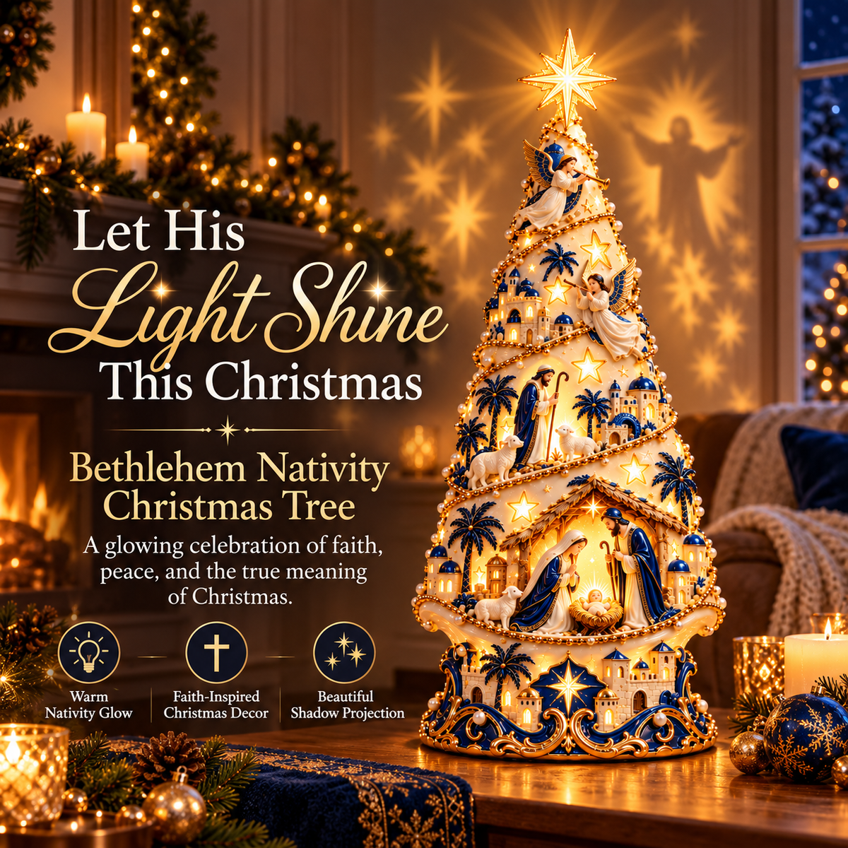 ⭐ Bethlehem Nativity Light-Up Christmas Tree – Faith-Inspired Holiday Display