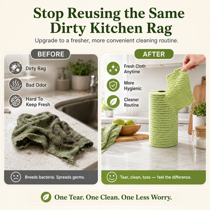 🍃 Bamboo Fiber Cleaning Cloth Roll – Thick Absorbent Tear-Off Kitchen Towels for Grease, Spills & Everyday Cleaning