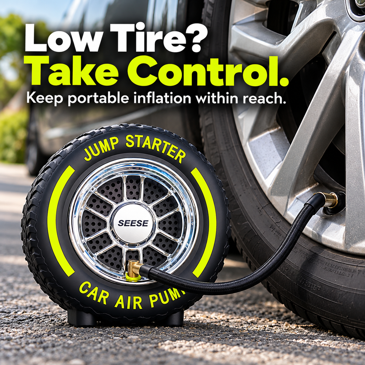 Portable Tire Inflator & Jump Starter – Compact Backup for Every Drive