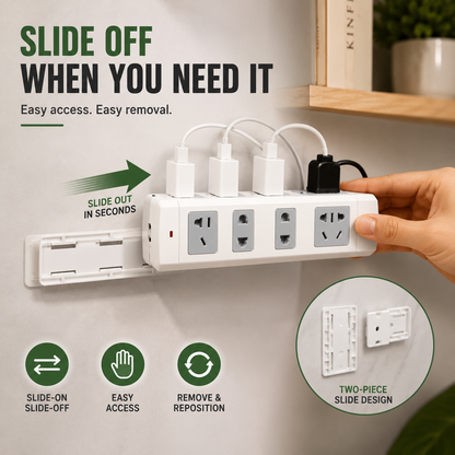 🔌10 Counts   Punch-Free Power Strip Holder – Peel, Stick & Organize