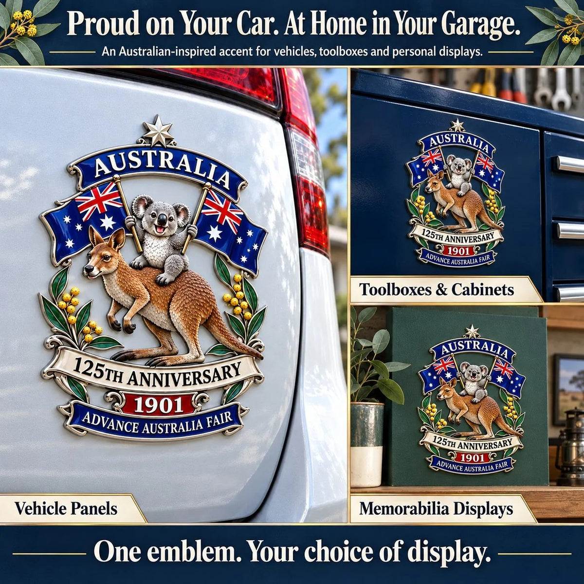 💯🦘Australia 125th Anniversary Commemorative Metal Car Emblem