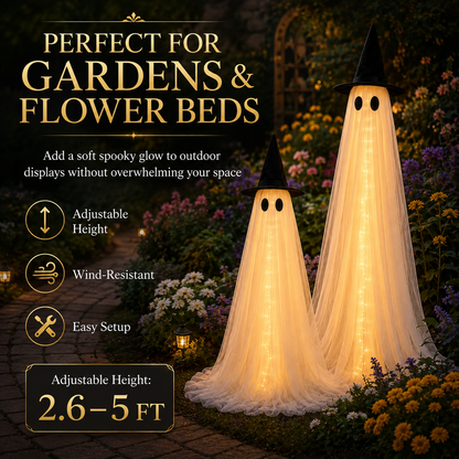 👻 2-Pack Adjustable Lighted Halloween Ghost Decorations