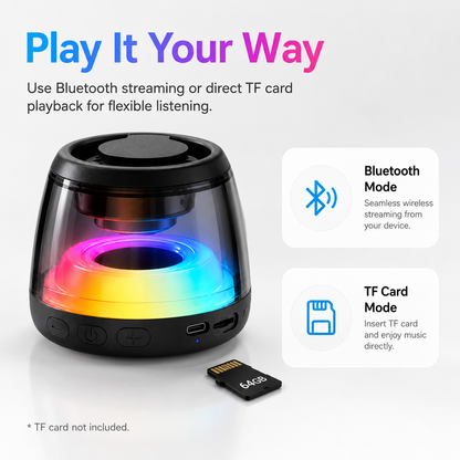 Mini RGB Bluetooth Speaker & Magnetic Phone Stand – Portable 5W 360° Stereo Sound