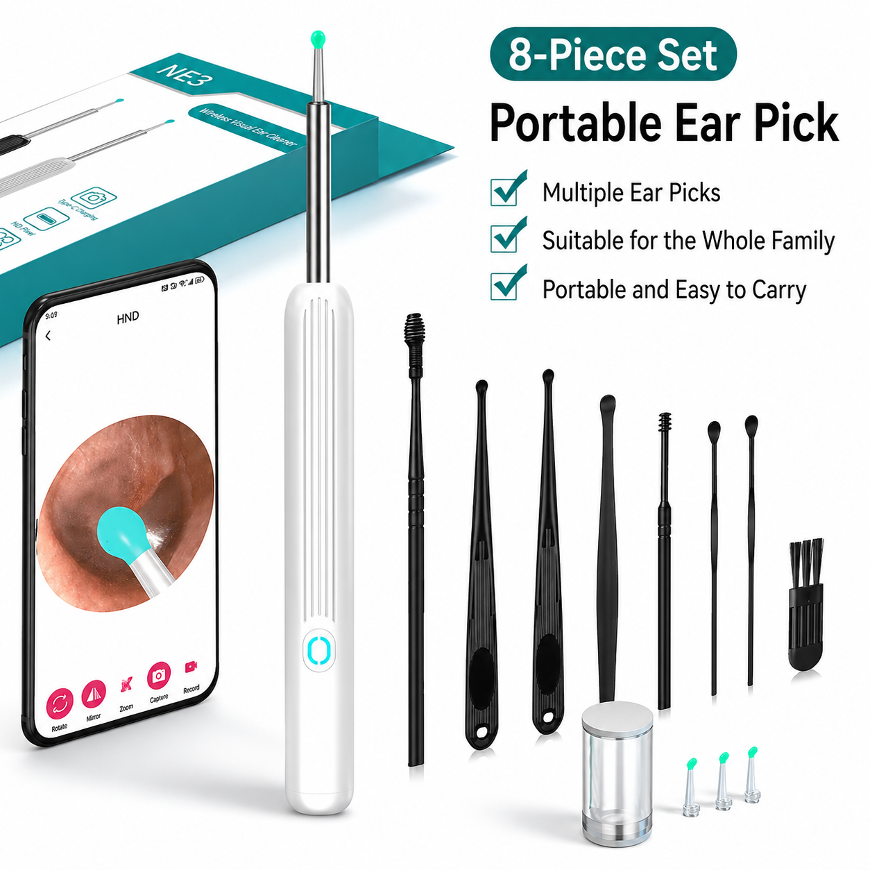 Smart Ear Cleaner Camera | 720P HD WiFi Ear Wax Removal Kit