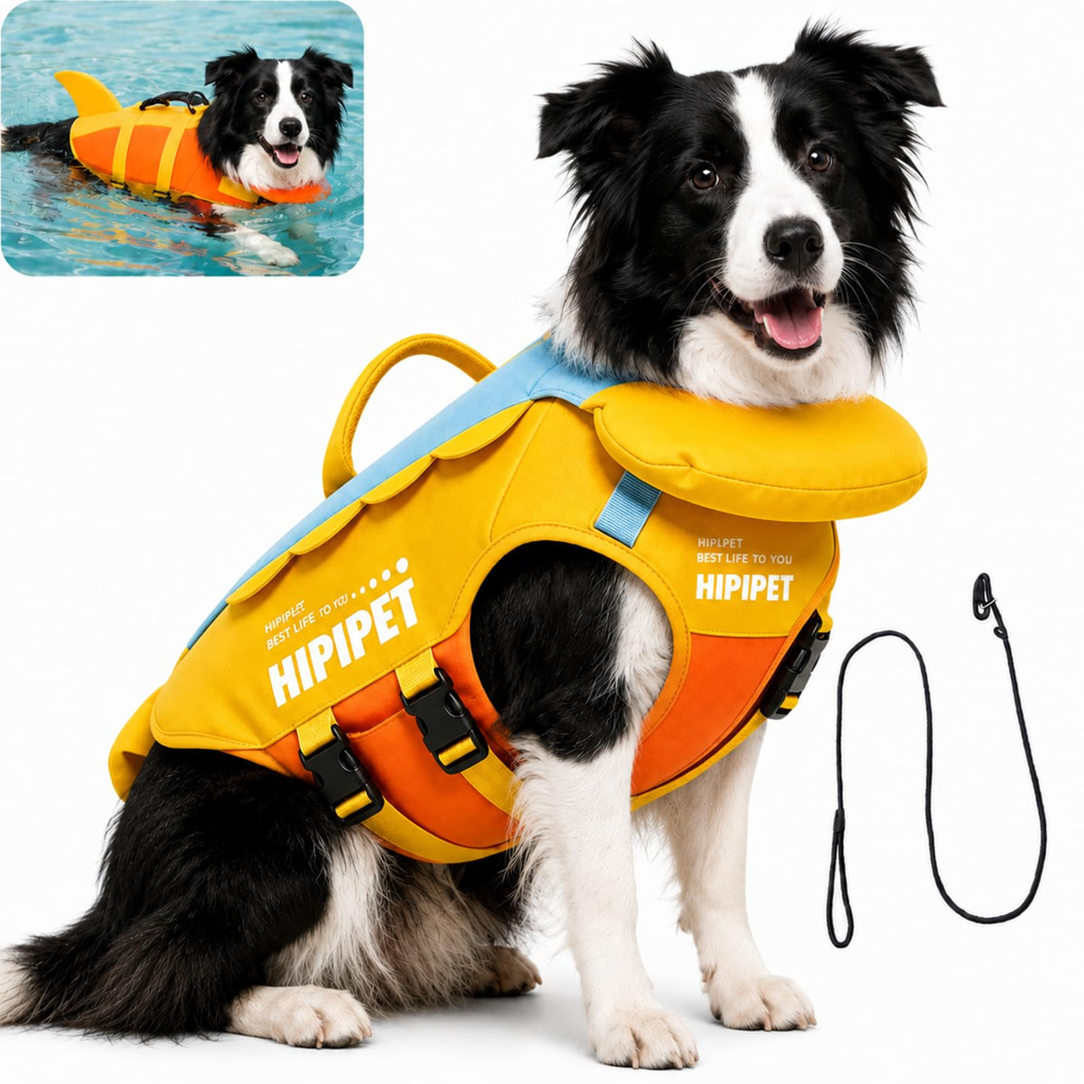 Dog Flotation Swim Vest with Chin Support & Grab Handle