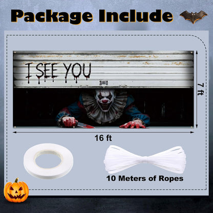 🎃It’s Watching You… 👁️ Giant Creepy Clown Halloween Garage Door Cover