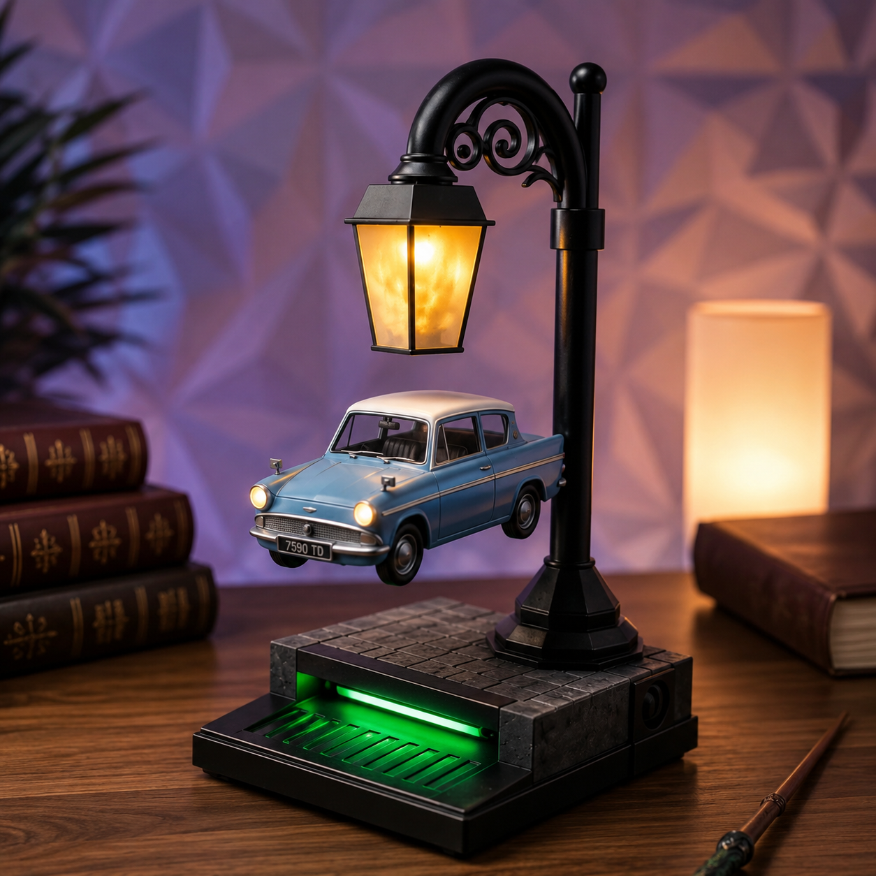 🚗✨ Floating-Look Retro Car Streetlamp Display – Warm Light Collector Desk Decor