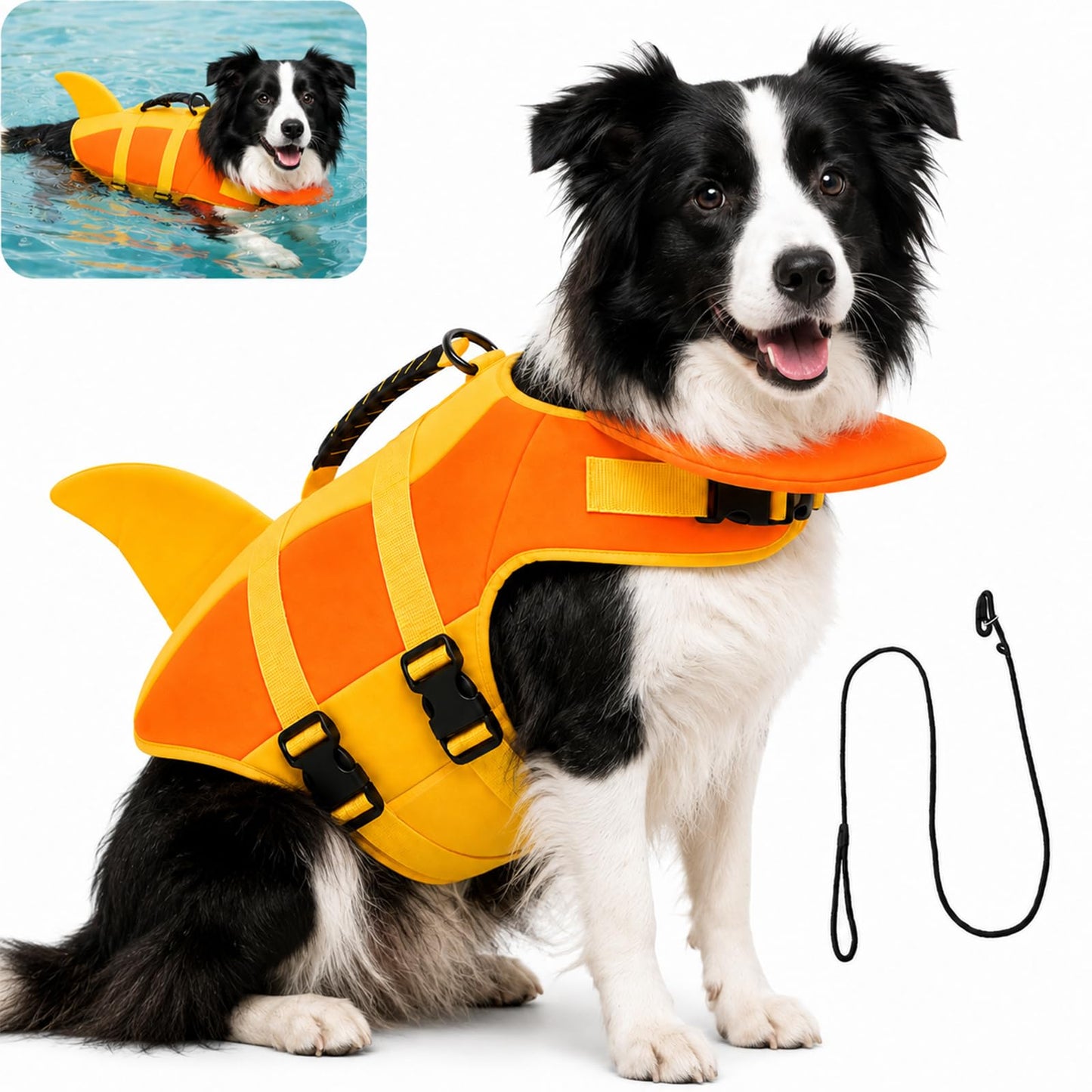 Dog Flotation Swim Vest with Chin Support & Grab Handle