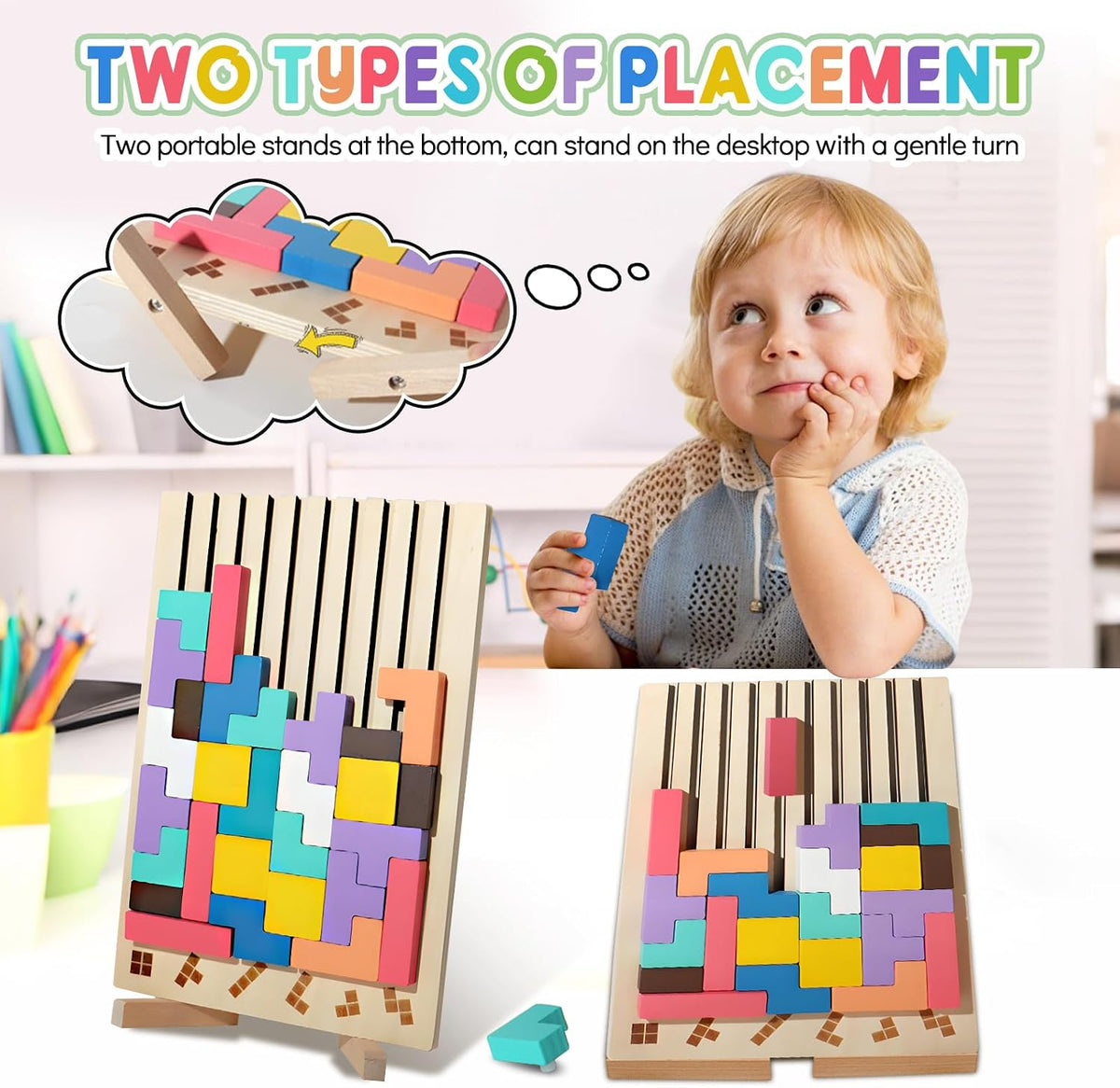 Screen-Free Wooden Block Puzzle — 20 Pattern Challenges