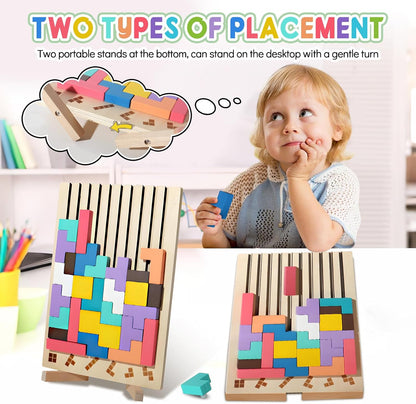 Screen-Free Wooden Block Puzzle — 20 Pattern Challenges