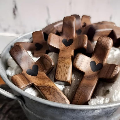 Cross Fidget Wood, Encouragement Gift, Olive Wooden Cross for Clinging and Praying, Pocket Religious Gift for Children and Adult