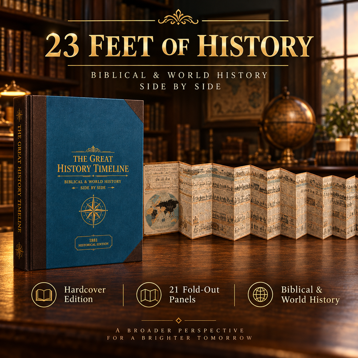 📜 Great History Timeline – 23-Foot Biblical & World History Fold-Out
