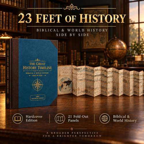 📜 Great History Timeline – 23-Foot Biblical & World History Fold-Out