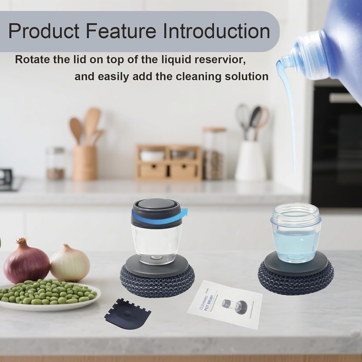 How to refill the soap dispensing kitchen scrubber