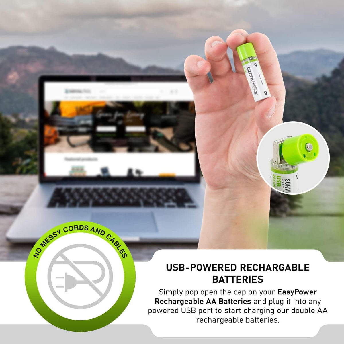 4-Pack USB Rechargeable AA & AAA Batteries – Built-In USB Charging