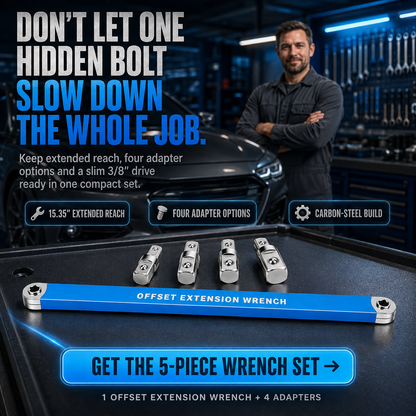 🔩3/8' Offset Extension Wrench Set – Reach Tight Bolts Without Removing Parts🔧