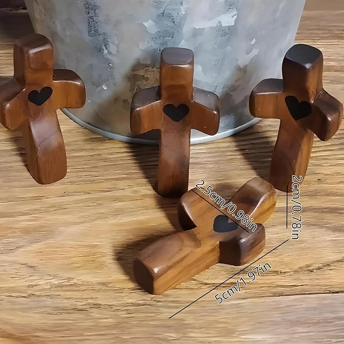 Cross Fidget Wood, Encouragement Gift, Olive Wooden Cross for Clinging and Praying, Pocket Religious Gift for Children and Adult