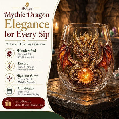 🐉 ✨ 3D Mythic Dragon Glass Art Cup | Luxury Raised Fantasy Glassware for Whiskey, Home Bar Décor & Legendary Gifts 🎁