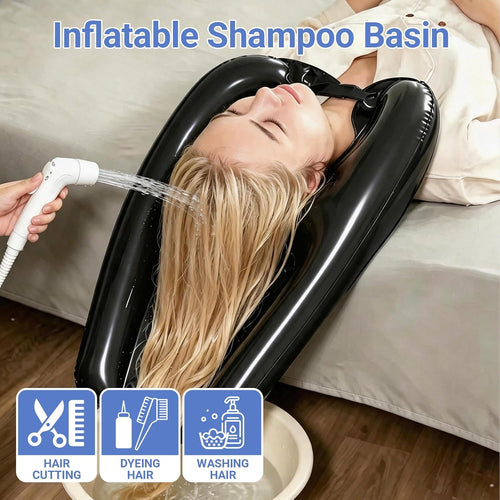 🛁🔥 50% OFF! Portable Inflatable Shampoo Basin – No-Spill Neck Support, Lightweight Leak-Proof PVC, Drain Hose & Plug, Ideal for Bedridden, Pregnancy, Injury & Home Hair Wash ✨