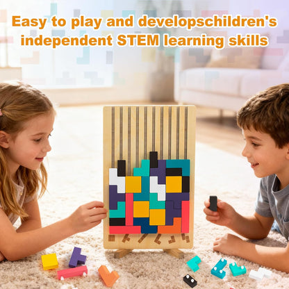 Screen-Free Wooden Block Puzzle — 20 Pattern Challenges