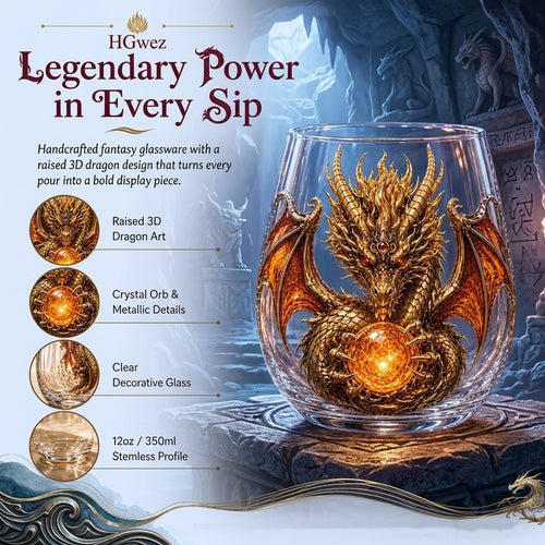 🐉 ✨ 3D Mythic Dragon Glass Art Cup | Luxury Raised Fantasy Glassware for Whiskey, Home Bar Décor & Legendary Gifts 🎁