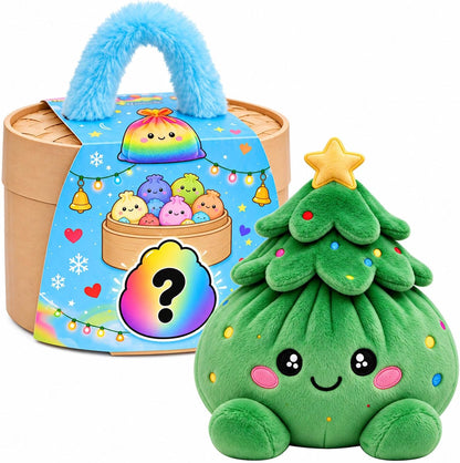 🌈Cute Plush Stuffed Dumpling Squishies, Big Rainbow Squishes with Steamer🎁