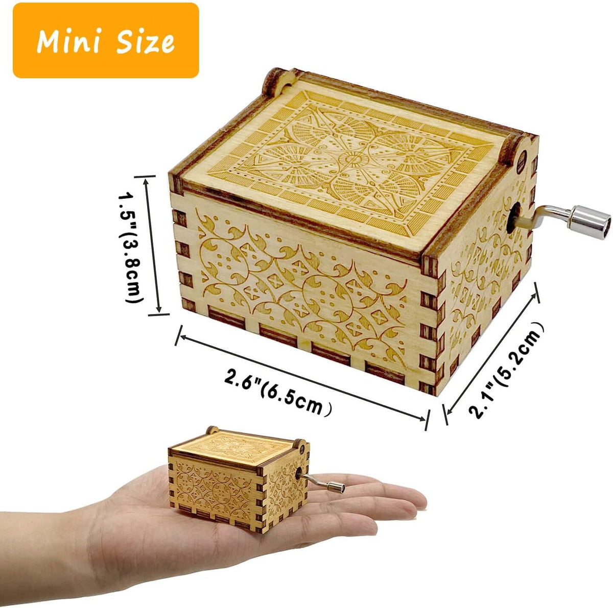 💛 Hand-Crank Wooden Music Box – A Little Gift With A Big Message