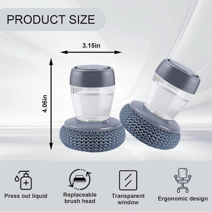 🧼 Soap-Dispensing Palm Scrubber Set – 1 Dispenser + 5 Extra PET Ball Brushes