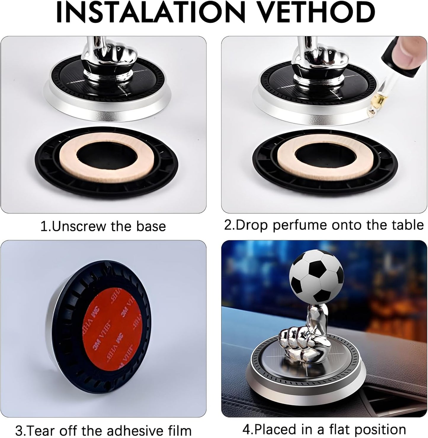 Solar Rotating Soccer Ball Car Diffuser – Dashboard Aroma Ornament