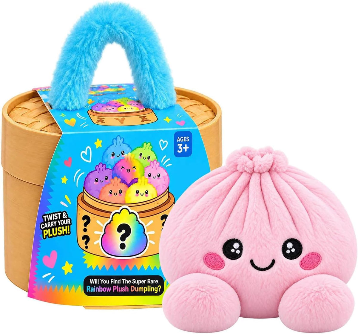 🌈Cute Plush Stuffed Dumpling Squishies, Big Rainbow Squishes with Steamer🎁