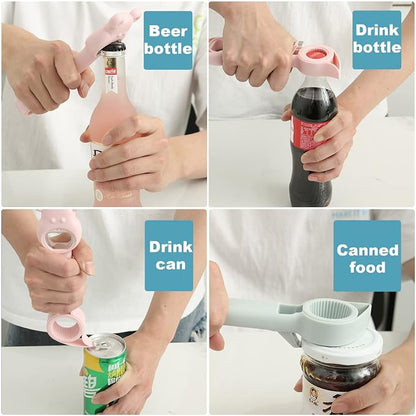 🐻 4-in-1 Bear-Shaped Opener – Open Bottle Caps, Pull Tabs & Jar Lids with Less Hassle
