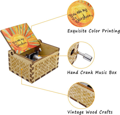 💛 Hand-Crank Wooden Music Box – A Little Gift With A Big Message