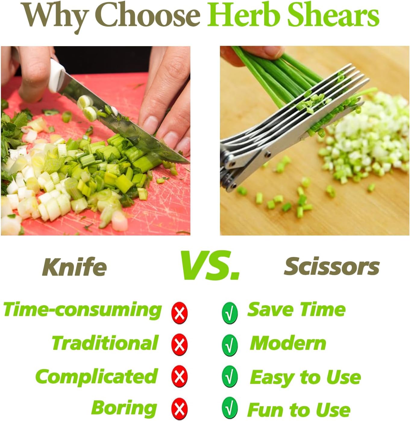 5-Blade Stainless Steel Herb Scissors with Cleaning Brush & Protective Cover