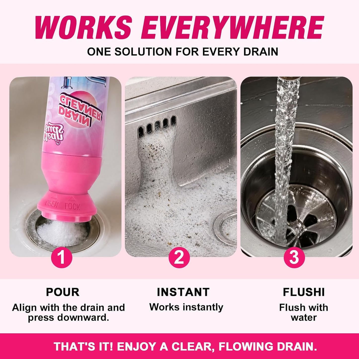 🫧 Foaming Drain Cleaner & Deodorizer – Easy Sink & Drain Care, 2-Pack