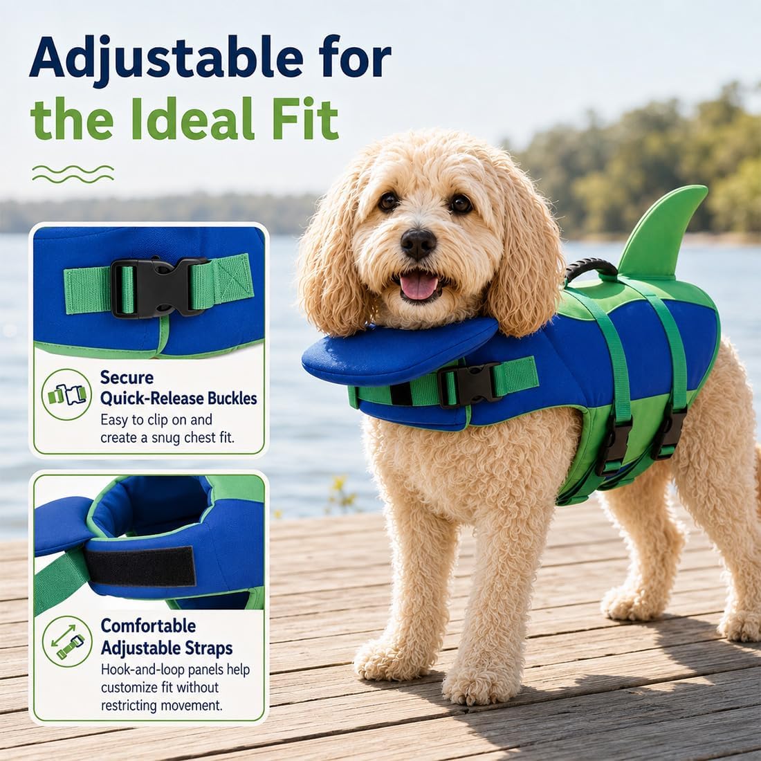 Dog Flotation Swim Vest with Chin Support & Grab Handle