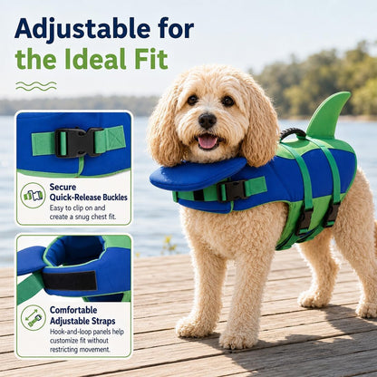 Dog Flotation Swim Vest with Chin Support & Grab Handle