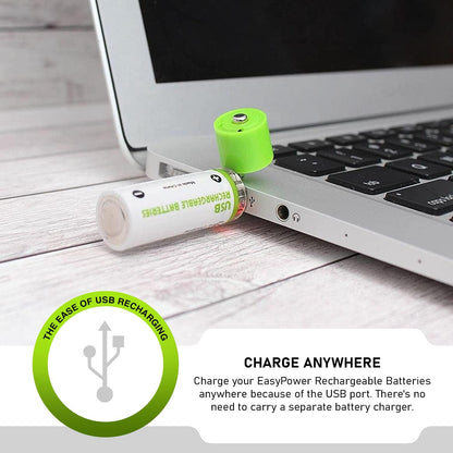 4-Pack USB Rechargeable AA & AAA Batteries – Built-In USB Charging