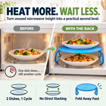 🍽️ 2-in-1 Microwave Plate Stacker & Heat-Resistant Trivet – Double Your Microwave Space