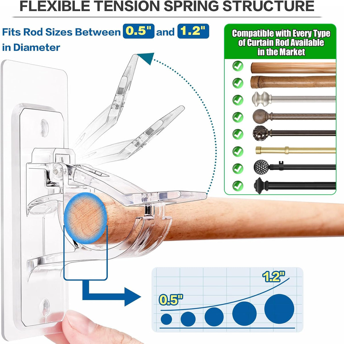 🏡✨ No-Drill Curtain Rod Brackets – Self-Adhesive Wall Mount Holders for Easy Window Decorating 🪟