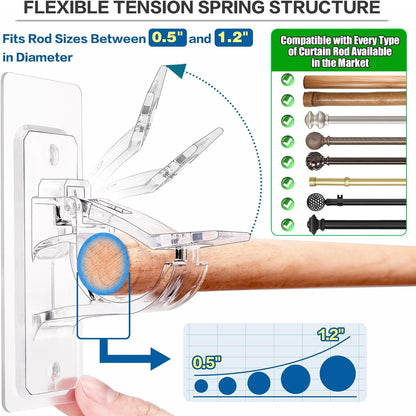 🏡✨ No-Drill Curtain Rod Brackets – Self-Adhesive Wall Mount Holders for Easy Window Decorating 🪟