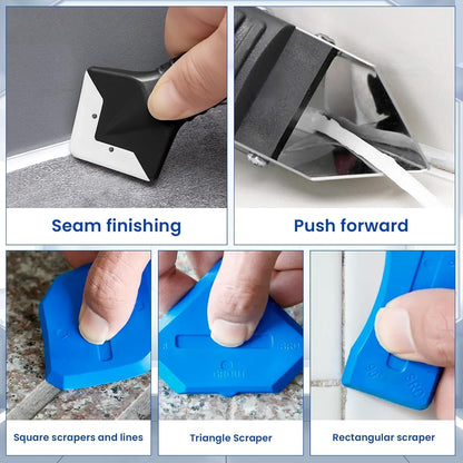 🛠️✨ 4-in-1 Caulk Remover & Finishing Tool Kit – Silicone Sealant Scraper with 5 Smoothing Pads 🚿