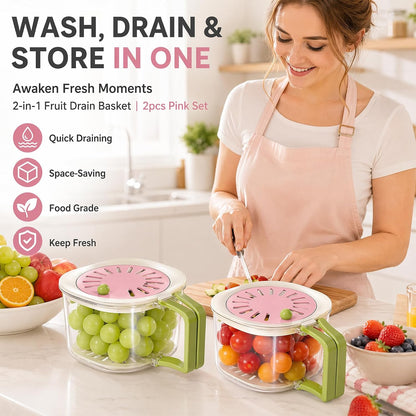 2-in-1 Fruit Vegetable Storage Container