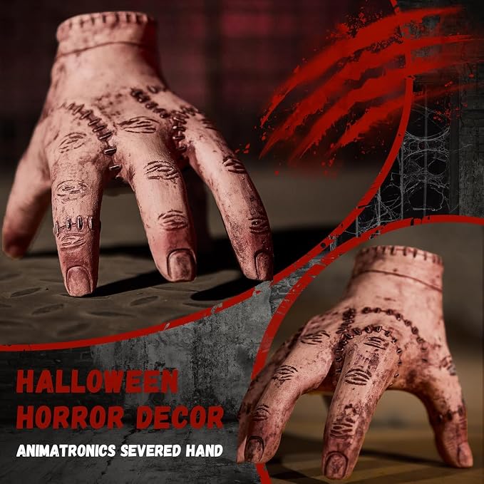 🎃Crawling Severed Hand Prop | Sound Activated Halloween Horror Decor👻