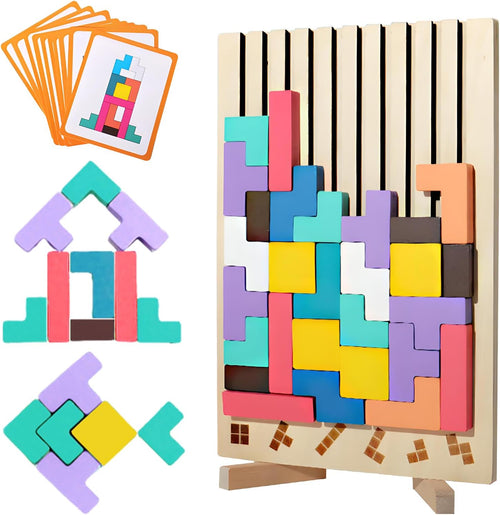 Screen-Free Wooden Block Puzzle — 20 Pattern Challenges