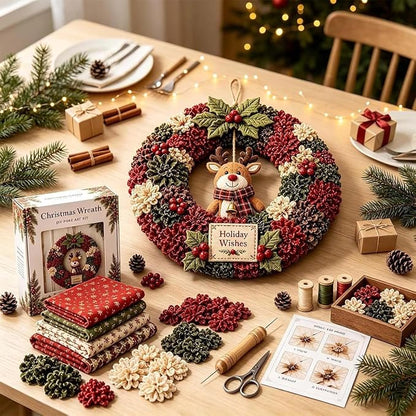 3D Fabric Poke Wreath DIY Kit, Christmas Wreath DIY Kit for Adults，Santa