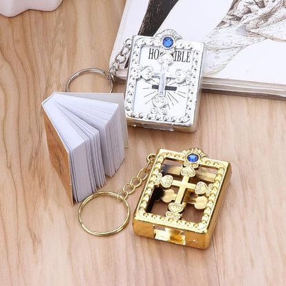 ✝️ Mini Holy Bible Keychain – Tiny Bible Book & Cross Faith Gift