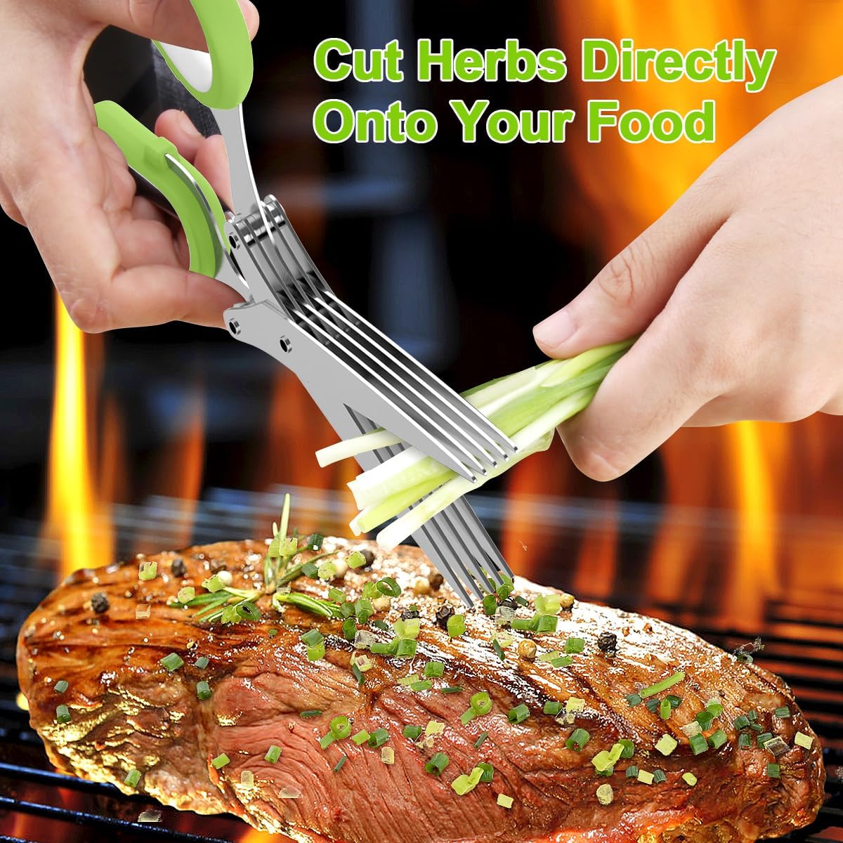 5-Blade Stainless Steel Herb Scissors with Cleaning Brush & Protective Cover