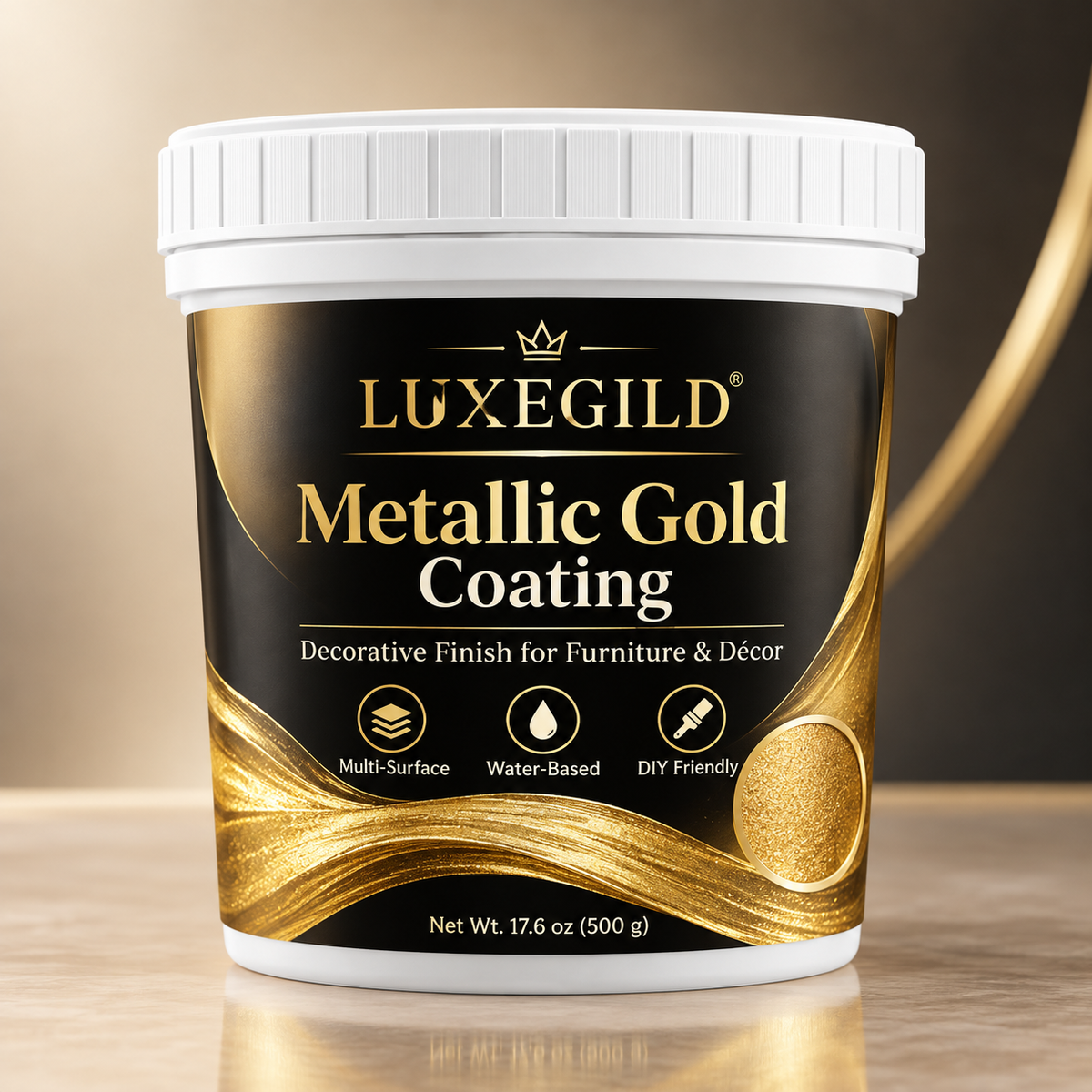 Metallic Gold Coating product container 17.6 oz