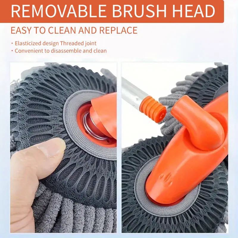 🚗43'' Long Handle Car Wash Mop, 3X Fast Clean, Retractable Aluminum Alloy Pole
